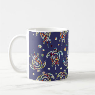Caneca De Café O padrão das tartarugas do mar Shamanic + sua cor
