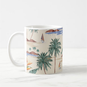 Caneca De Café O padrão de ilha tropical retrô sem costura à luz