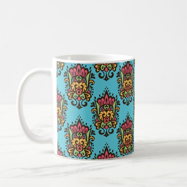 Caneca De Café O padrão perfeito da flor Damask de luxo. Floral V (Esquerda)