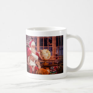Caneca De Café O papai noel agride com Aninals enchido e lista