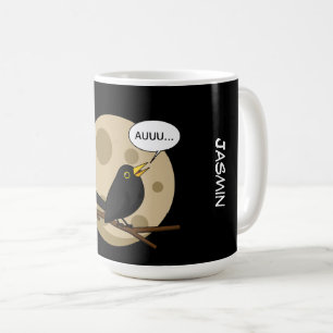 Caneca De Café O pássaro-negro como a gemida na lua
