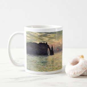Caneca De Café O Penhasco Etretat, Pôr do Sol por Claude Monet