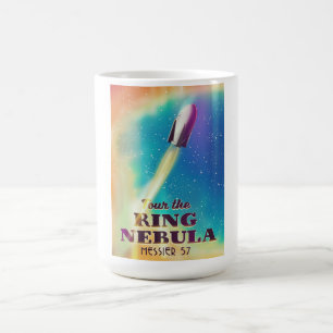 Caneca De Café O pôster de viagem espacial da Nebulosa do Anel (M