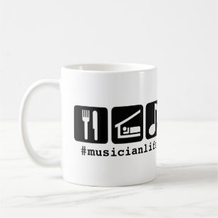 Caneca De Café O preto come ícones da música do sono