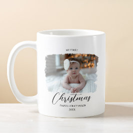 Caneca De Café O Primeiro Natal Elegante Moderno Mínimo