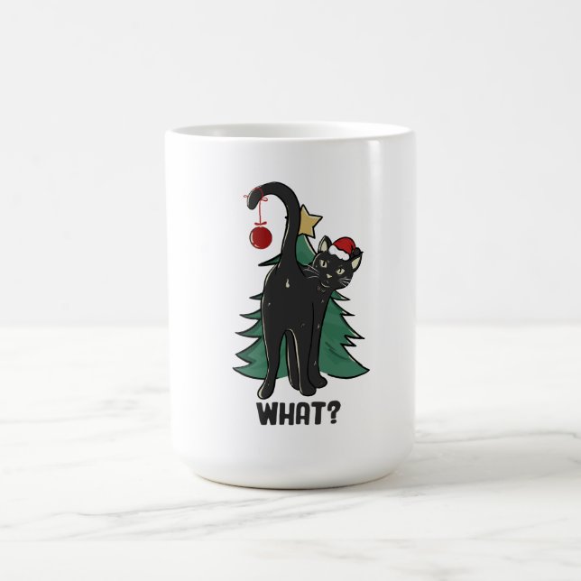 Caneca De Café O quê? Design de Natal Black Cat Holiday (Centro)