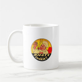 Caneca De Café O que é Cookin? Arte do Chef Retroativo em amarelo