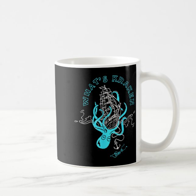 Caneca De Café O que é Kraken Polvo Engraçado Monstro Marinho Grá (Direita)