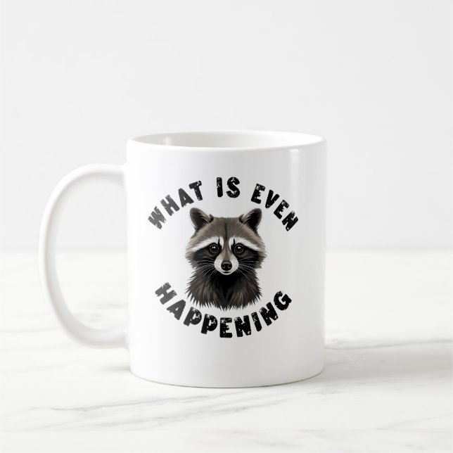 Caneca De Café O que está acontecendo mesmo Confuso Guaxinim Sarc (Esquerda)