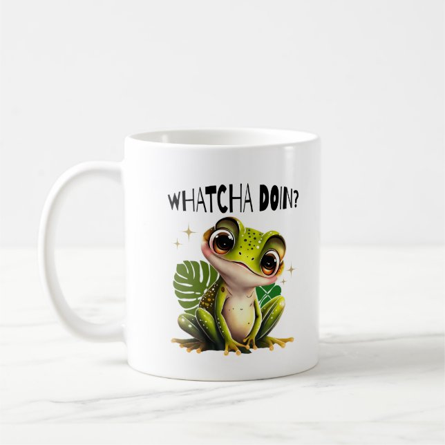 Caneca De Café O que está fazendo? Engraçado Sapo curioso (Esquerda)