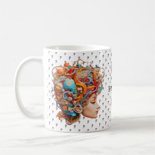 Caneca De Café O que há na sua mente de inspiração colorida
