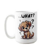 "...o quê?" Puppy com cartoon confundida