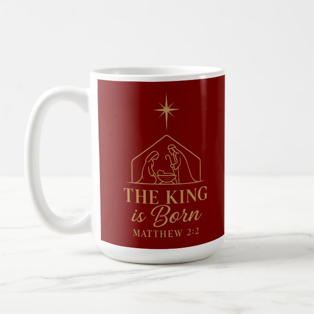 Caneca De Café O Rei Nasceu Natal Design de Natal (Esquerda)