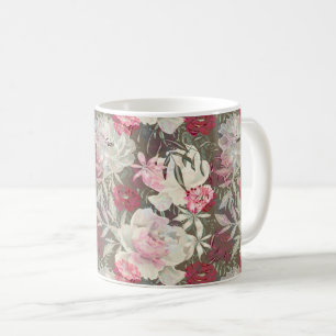 Caneca De Café O rosa do rosa das peônias floresce o buquê do