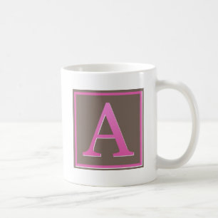 Caneca De Café O rosa e Brown rotulam um monograma