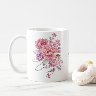 Caneca De Café O rosa floresce a oração santamente de Memorare do