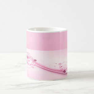 Caneca De Café O rosa floresce ondas de n