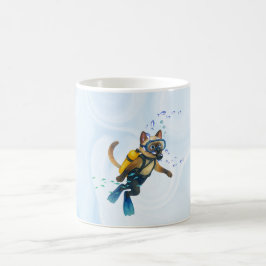 Caneca De Café O Scuba Cat está mergulhando Subaquático