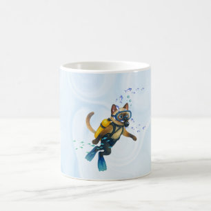Caneca De Café O Scuba Cat está mergulhando Subaquático