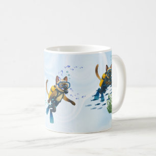 Caneca De Café O Scuba Cat está mergulhando Subaquático