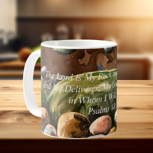 Caneca De Café O Senhor É Minha Pedra; Salmos De Arte Originais18