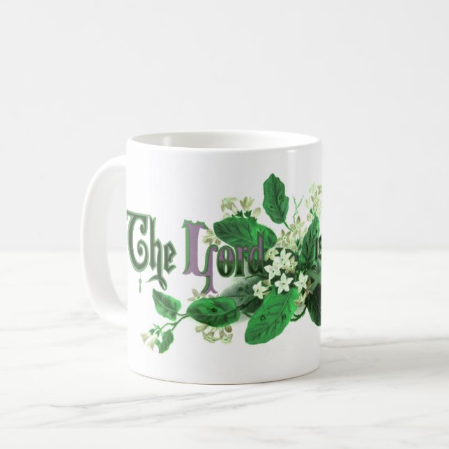 Caneca De Café "O Senhor é Risen" Páscoa de arte verde (Frente Esquerda)