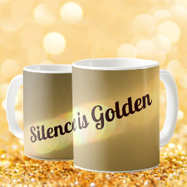Caneca De Café O silêncio é Ouro Elegante Dourado