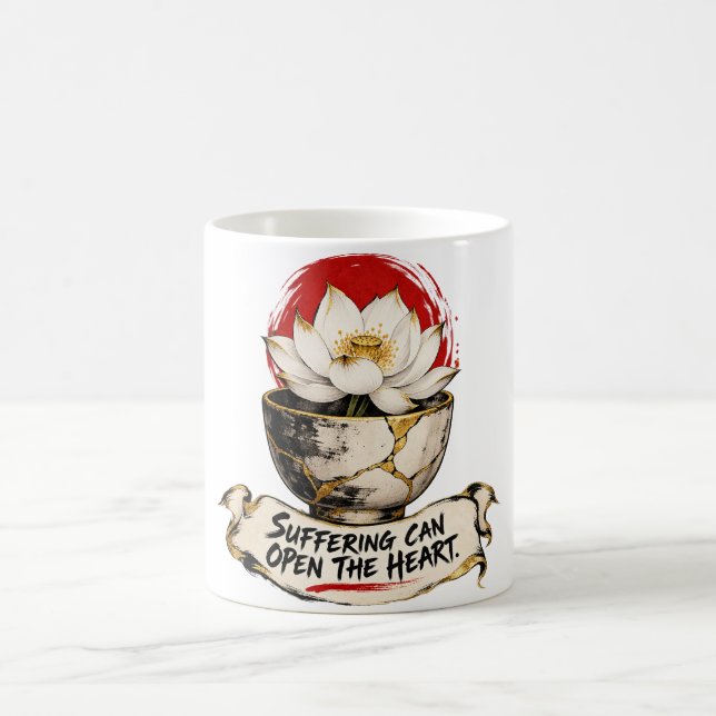 Caneca De Café O Sofrimento Pode Abrir o Coração Dhammapada (Centro)