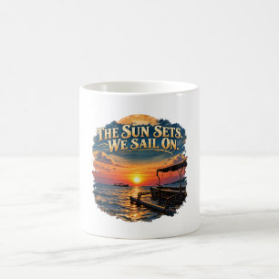 Caneca De Café O Sol Se Põe Nós Navegamos Em Vintage Pôr do Sol n