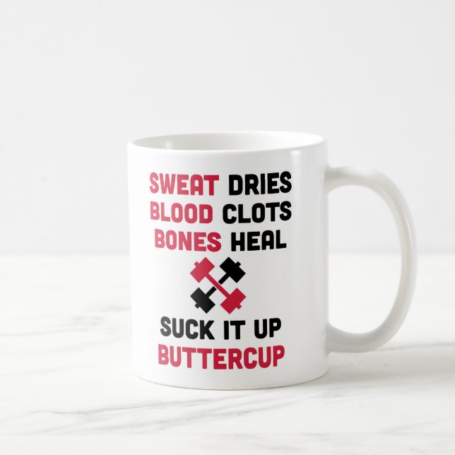 Caneca De Café O suor seca citações do Gym (Direita)