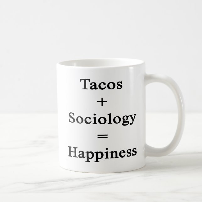 Caneca De Café O Tacos mais a Sociologia iguala a felicidade (Direita)