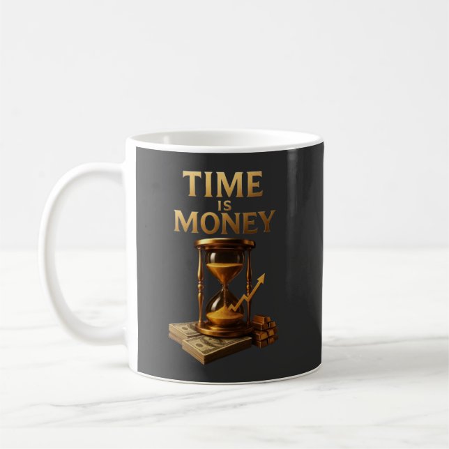 Caneca De Café O Tempo É Dinheiro | Design Motivacional Poderoso (Esquerda)