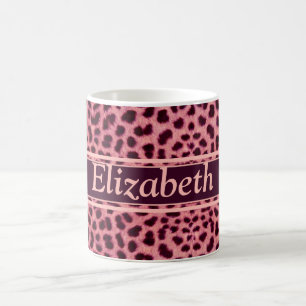 Caneca De Café O teste padrão cor-de-rosa da pele do leopardo