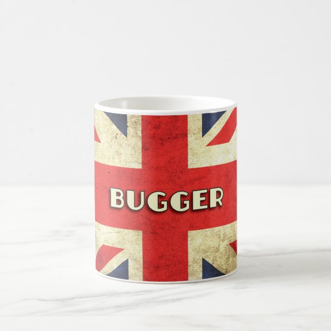 Caneca De Café O texto britânico no Grunge | de Union Jack (Centro)