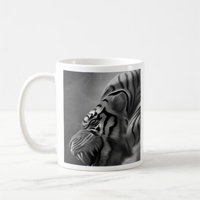 Caneca De Café O Tigre Preto e Branco (Esquerda)
