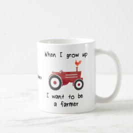 Caneca De Café O trator vermelho com galinha-Eu quer ser um