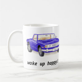Caneca De Café O veado de Triumph, carro azul clássico "acorda" a