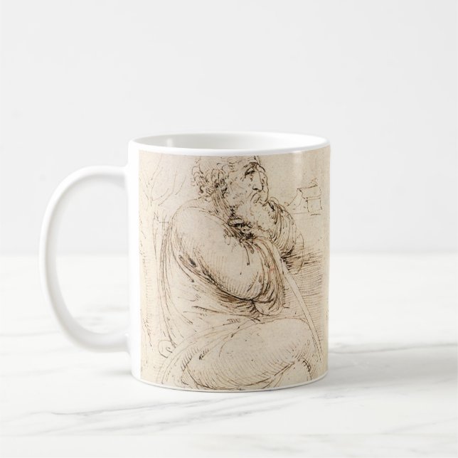 Caneca De Café O Velho Homem e o Esboço da Água de Leonardo da Vi (Esquerda)