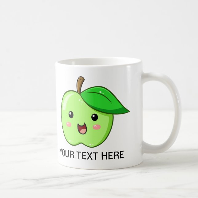 Caneca De Café O verde Apple da fruta de Kawaii agride (Direita)