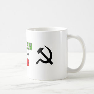 Caneca De Café O verde é o vermelho novo com símbolos pretos