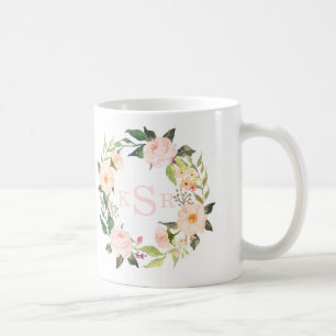 Caneca De Café O vintage cora grinalda floral dos rosas