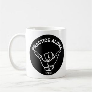 Caneca De Café Oahu - Pratique Aloha Shaka (enforque-se)