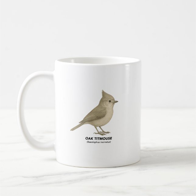 Caneca De Café Oak Titmouse - Pássaros da Califórnia (Esquerda)