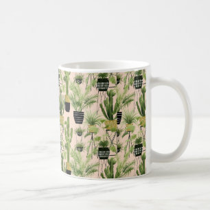 Caneca De Café Oásis Interior Padrão de linhagem vegetal