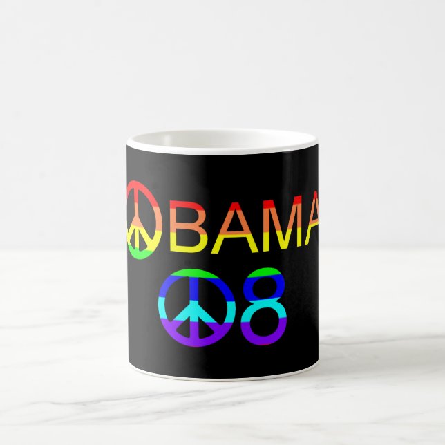 Caneca De Café Obama 08 Rainbow Peace Sign Mugs (Centro)