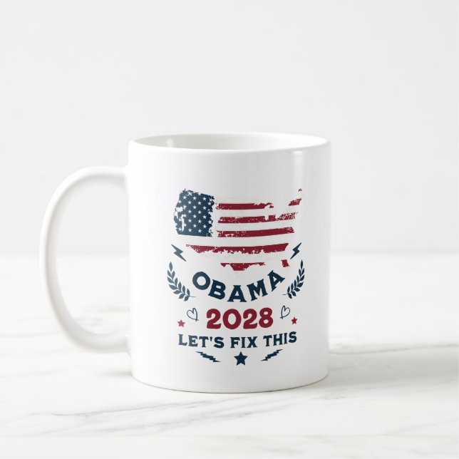 Caneca De Café Obama Para O Presidente Obama 2028 A Democracia Ga (Esquerda)