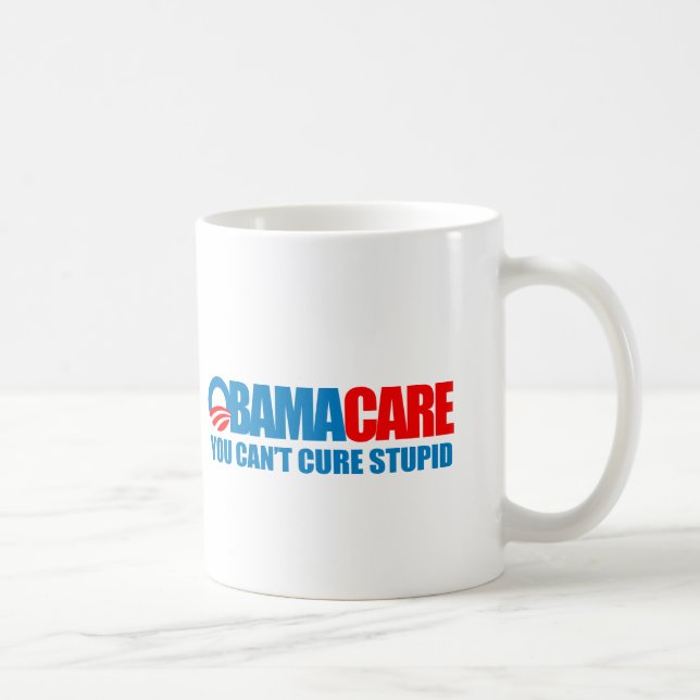 Caneca De Café Obamacare - você não pode curar estúpido (Direita)