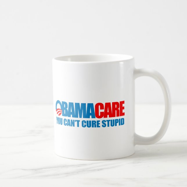 Caneca De Café Obamacare - você não pode curar estúpido (Direita)