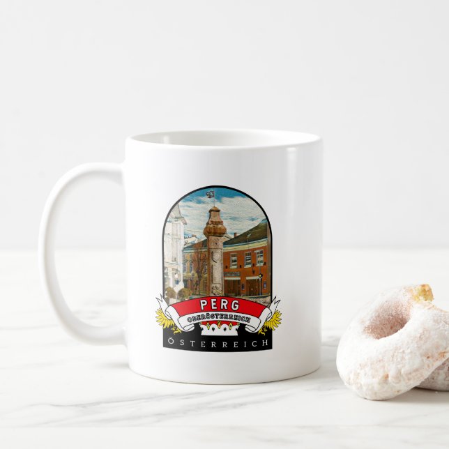 Caneca De Café Oberösterreich Perg Österreich Souvenir (Com Donut)