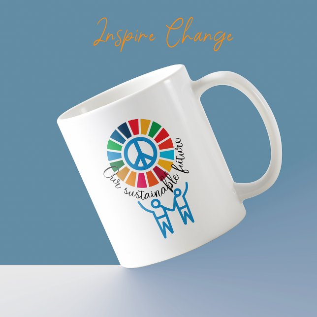 Caneca De Café Objetivos de Sustentabilidade Oferta Motivacional  (Sustainability Global Goals Eco-Friendly Motivational Gift Renewable Energy-Sustainable living gift)